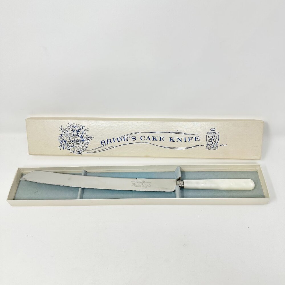 Vintage Pearl Handled Bride’s Cake Knife Sheffield Kirk & Matz Cutlery In Box